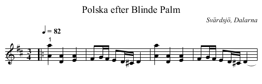 Polska efter Blinde Palm - staff notation