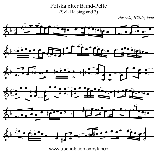 Polska efter Blind-Pelle - staff notation