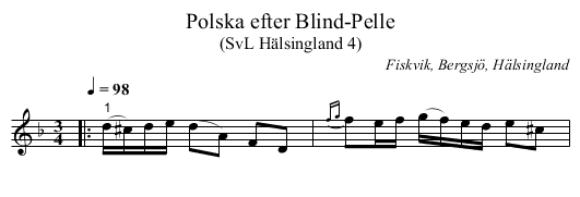 Polska efter Blind-Pelle - staff notation