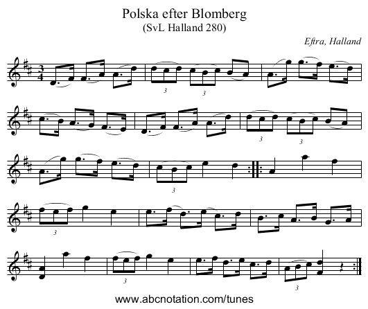 Polska efter Blomberg - staff notation