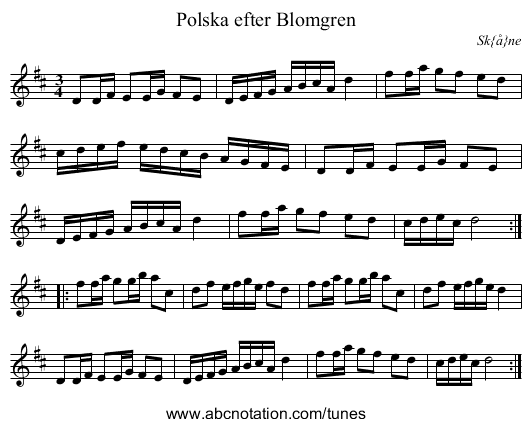 Polska efter Blomgren - staff notation