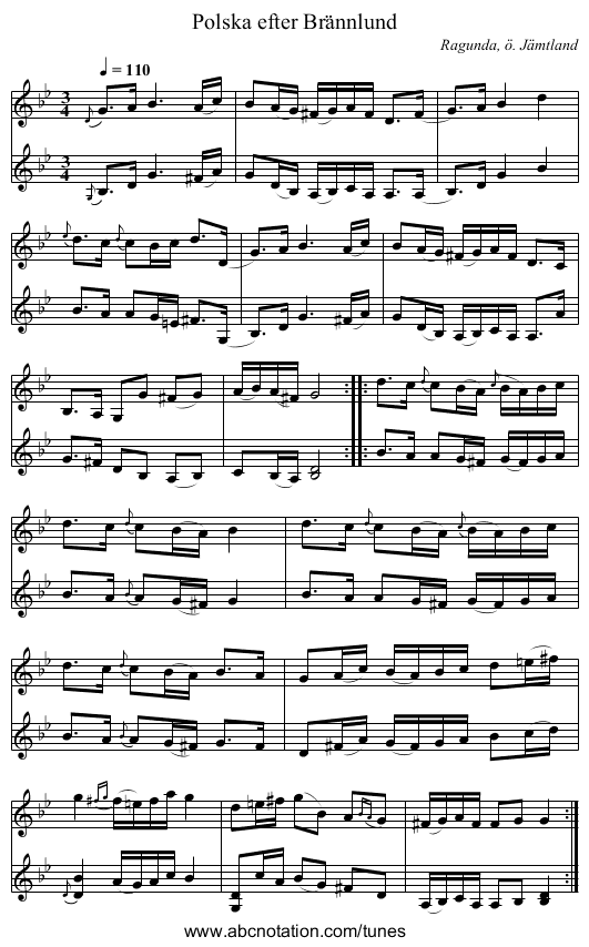 Polska efter Brännlund - staff notation