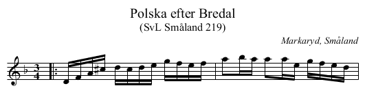 Polska efter Bredal - staff notation