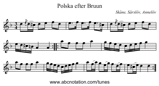 Polska efter Bruun - staff notation
