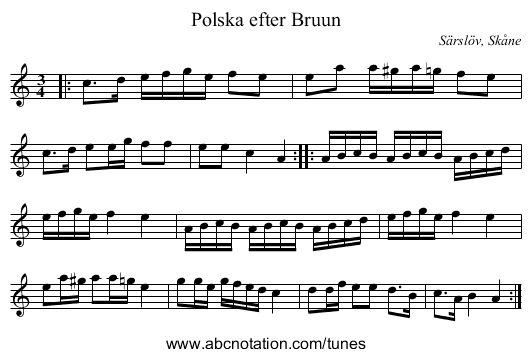 Polska efter Bruun - staff notation