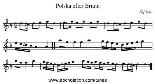 Polska efter Bruun - staff notation