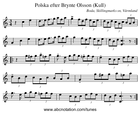 Polska efter Brynte Olsson (Kull) - staff notation
