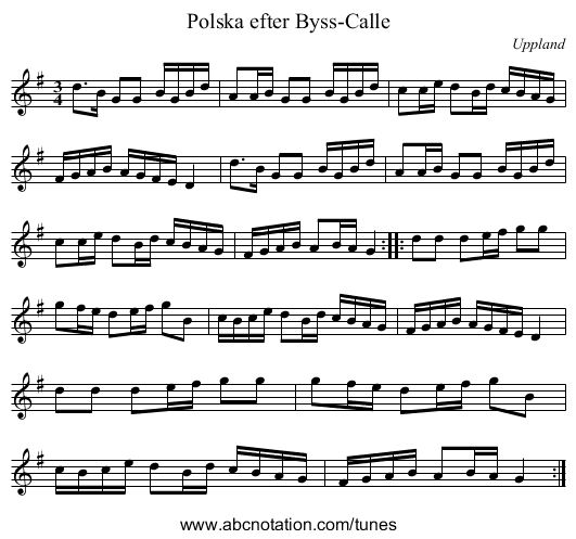 Polska efter Byss-Calle - staff notation