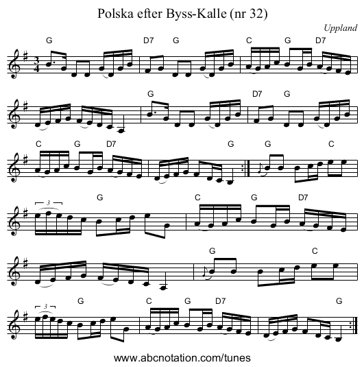 Polska efter Byss-Kalle (nr 32) - staff notation