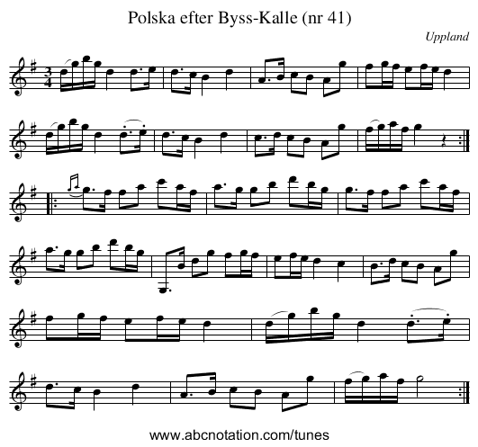 Polska efter Byss-Kalle (nr 41) - staff notation