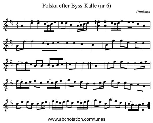 Polska efter Byss-Kalle (nr 6) - staff notation