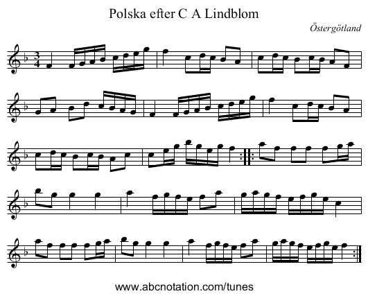 Polska efter C A Lindblom - staff notation