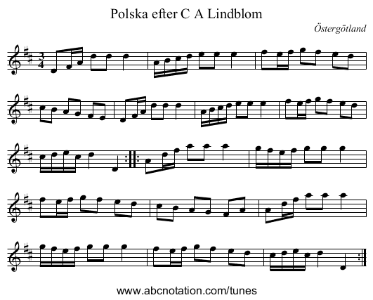 Polska efter C A Lindblom - staff notation