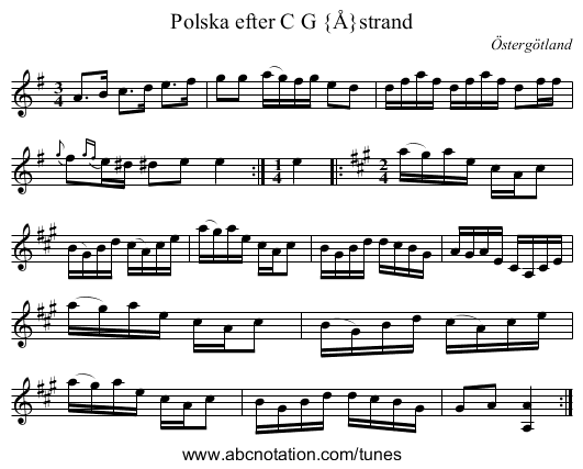 Polska efter C G Åstrand - staff notation