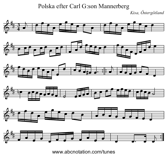 Polska efter Carl G:son Mannerberg - staff notation