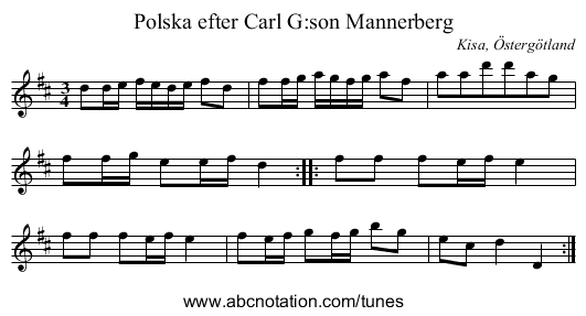 Polska efter Carl G:son Mannerberg - staff notation