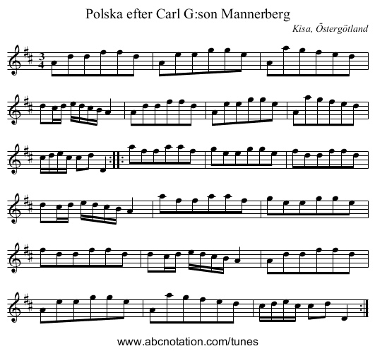 Polska efter Carl G:son Mannerberg - staff notation