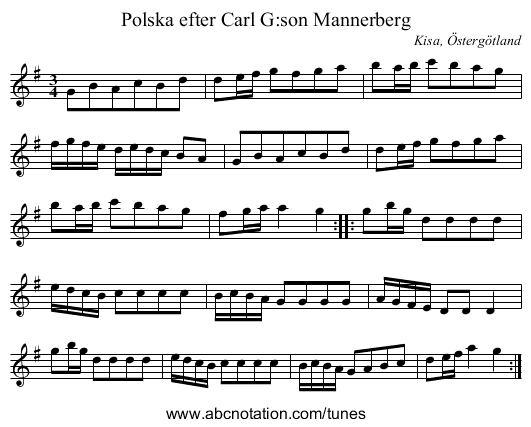 Polska efter Carl G:son Mannerberg - staff notation