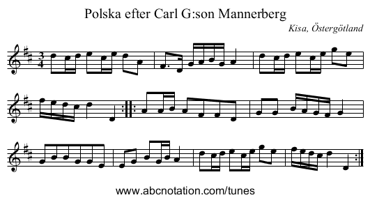 Polska efter Carl G:son Mannerberg - staff notation