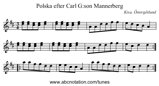 Polska efter Carl G:son Mannerberg - staff notation