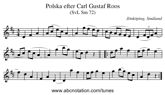 Polska efter Carl Gustaf Roos - staff notation