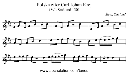 Polska efter Carl Johan Krej - staff notation
