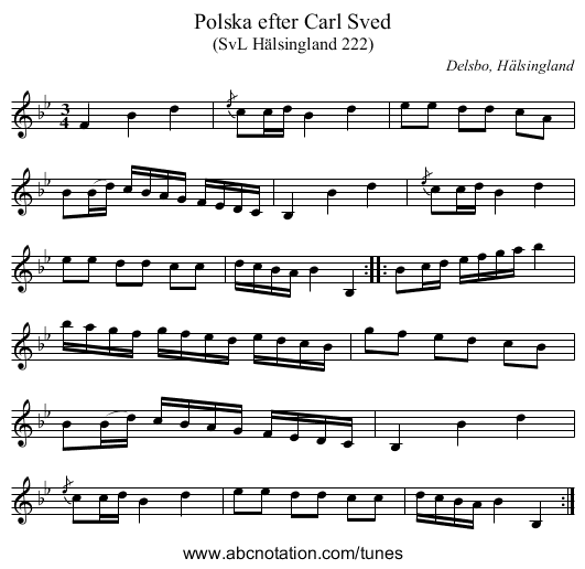 Polska efter Carl Sved - staff notation