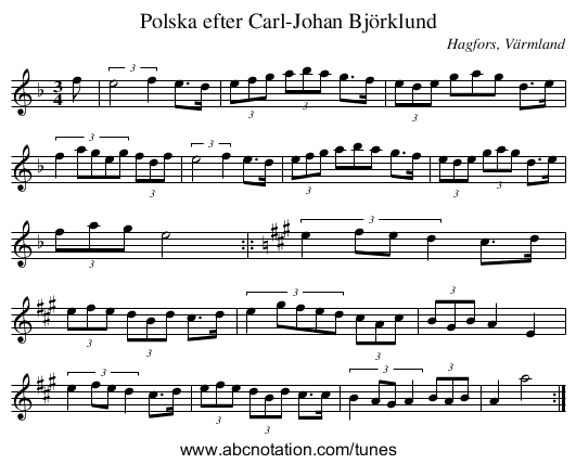 Polska efter Carl-Johan Björklund - staff notation
