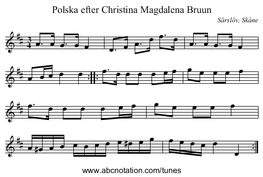 Polska efter Christina Magdalena Bruun - staff notation