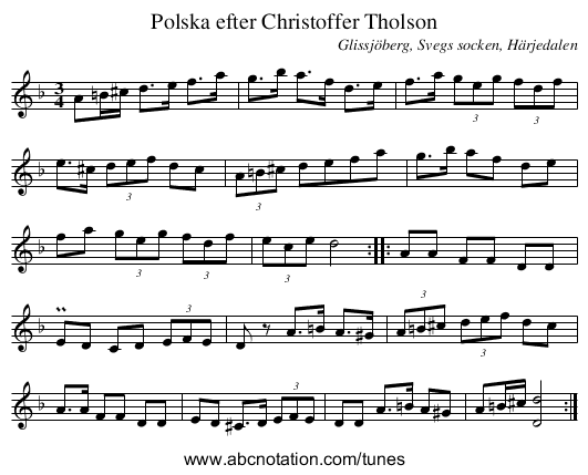 Polska efter Christoffer Tholson - staff notation