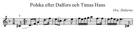 Polska efter Dalfors och Timas Hans - staff notation