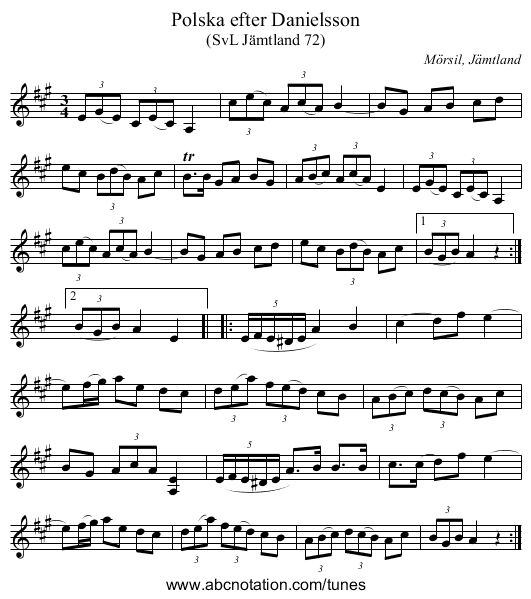 Polska efter Danielsson - staff notation