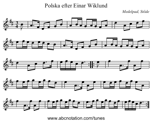 Polska efter Einar Wiklund - staff notation