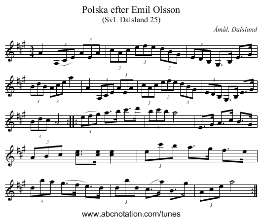 Polska efter Emil Olsson - staff notation