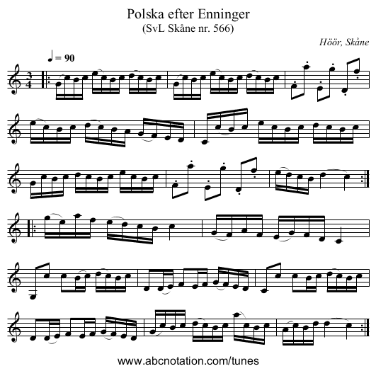 Polska efter Enninger - staff notation