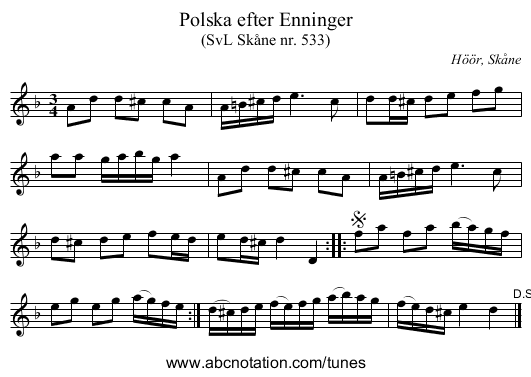Polska efter Enninger - staff notation