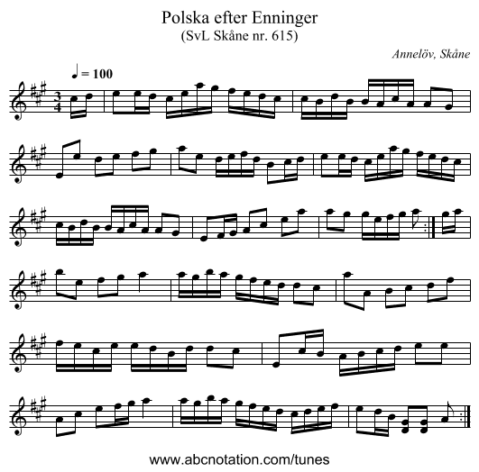 Polska efter Enninger - staff notation