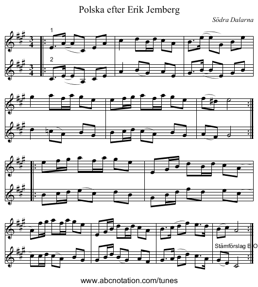 Polska efter Erik Jernberg - staff notation