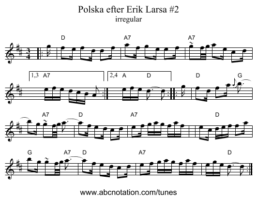 Polska efter Erik Larsa #2 - staff notation