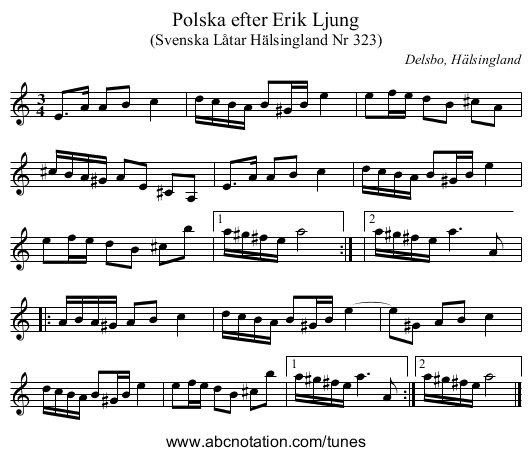 Polska efter Erik Ljung - staff notation