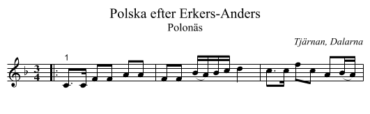 Polska efter Erkers-Anders - staff notation