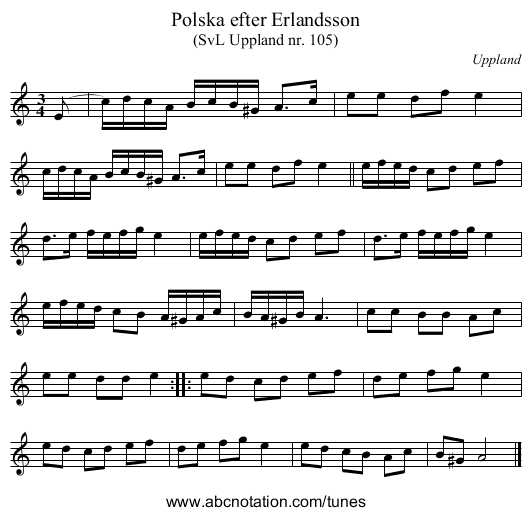 Polska efter Erlandsson - staff notation