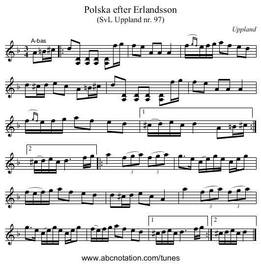 Polska efter Erlandsson - staff notation