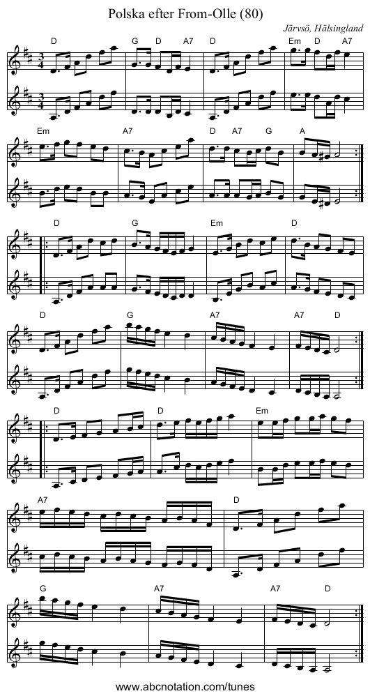 Polska efter From-Olle (80) - staff notation
