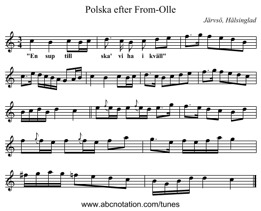 Polska efter From-Olle - staff notation