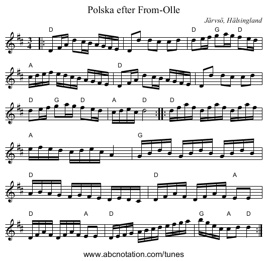 Polska efter From-Olle - staff notation