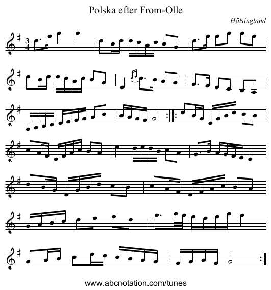 Polska efter From-Olle - staff notation