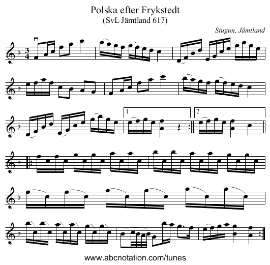 Polska efter Frykstedt - staff notation