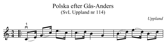 Polska efter Gås-Anders - staff notation