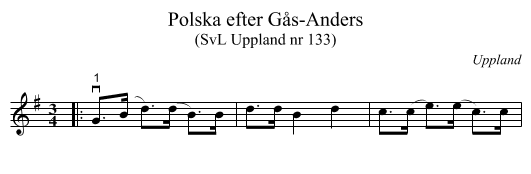 Polska efter Gås-Anders - staff notation